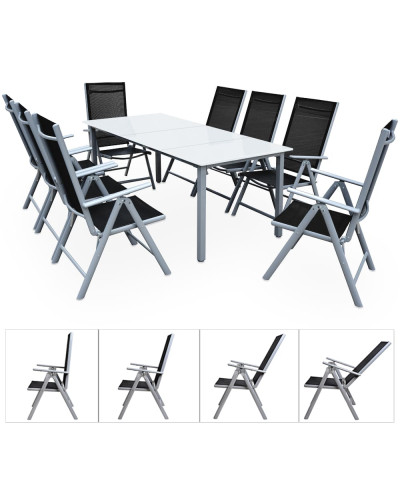 Gartenmöbel Set Alu 9-tlg. 8 Personen Sitzgruppe Bern